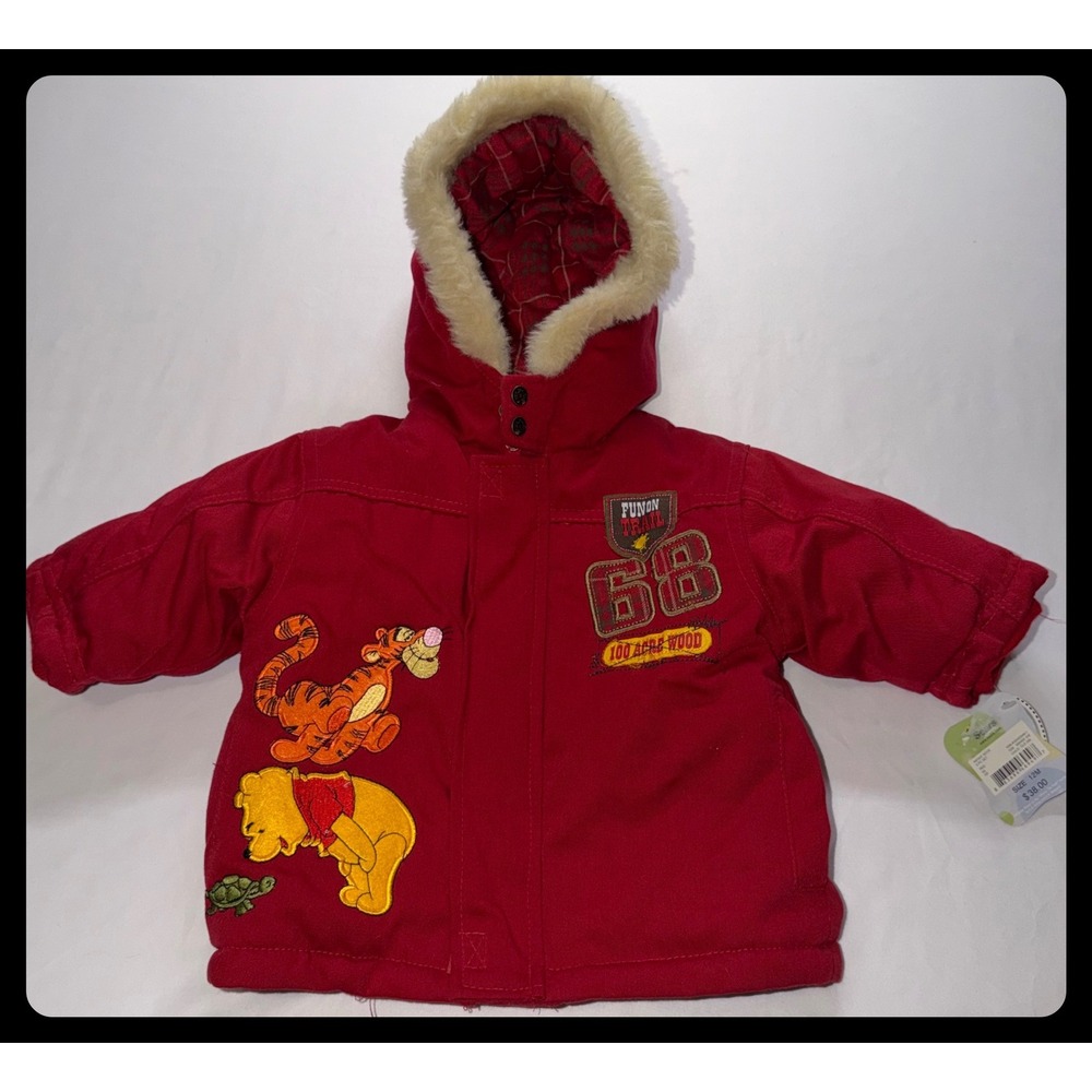 Disney Baby Puffer Jacket Baby 12M Red Winnie the Pooh Tigger Winter Coat